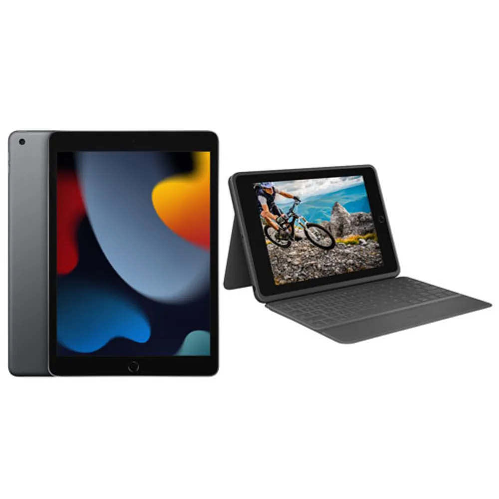 Apple iPad 10.2" 64GB Wi-Fi (9th Generation) with Rugged Folio Keyboard Case - Space Grey/Black