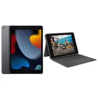 Apple iPad 10.2" 64GB Wi-Fi (9th Generation) with Rugged Folio Keyboard Case - Space Grey/Black