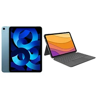 iPad Air 10,9 po 256 Go Wi-Fi d'Apple (5e génération) et étui-clavier Combo Touch de Logitech