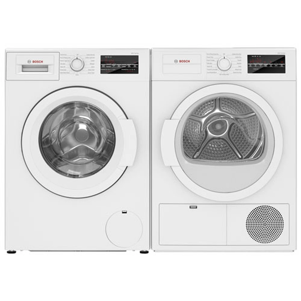 Bosch 300 Series 4.0 Cu. Ft. Electric Condenser Dryer & 2.2 Cu. Ft. Compact Washer - White