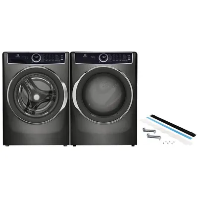 Electrolux 5.2 Cu Ft Front Load Steam Washer & 8 Cu Ft Electric Steam Dryer w/ Stacking Kit
