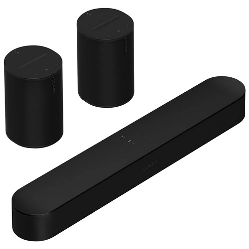 Sonos Beam (2nd Gen) Sound Bar & 2 Era 100 Multi-Room Speakers