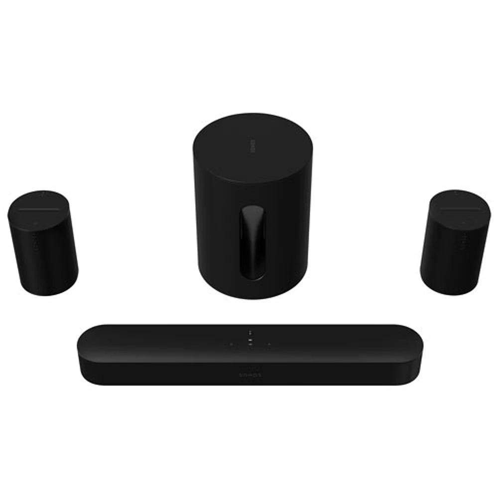 Sonos Beam (2nd Gen) Sound Bar, Sub Mini Wireless Subwoofer & 2 Era 100 Multi-Room Speakers