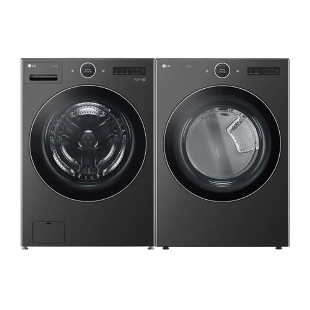 LG 5.8 Cu. Ft. High Efficiency Front Load Steam Washer & Steam Dryer - Black Steel