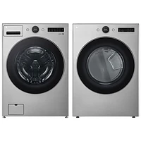 LG 5.2 Cu Ft High Efficiency Front Load Steam Washer & 7.4 Cu Ft Gas Steam Dryer - Graphite Steel