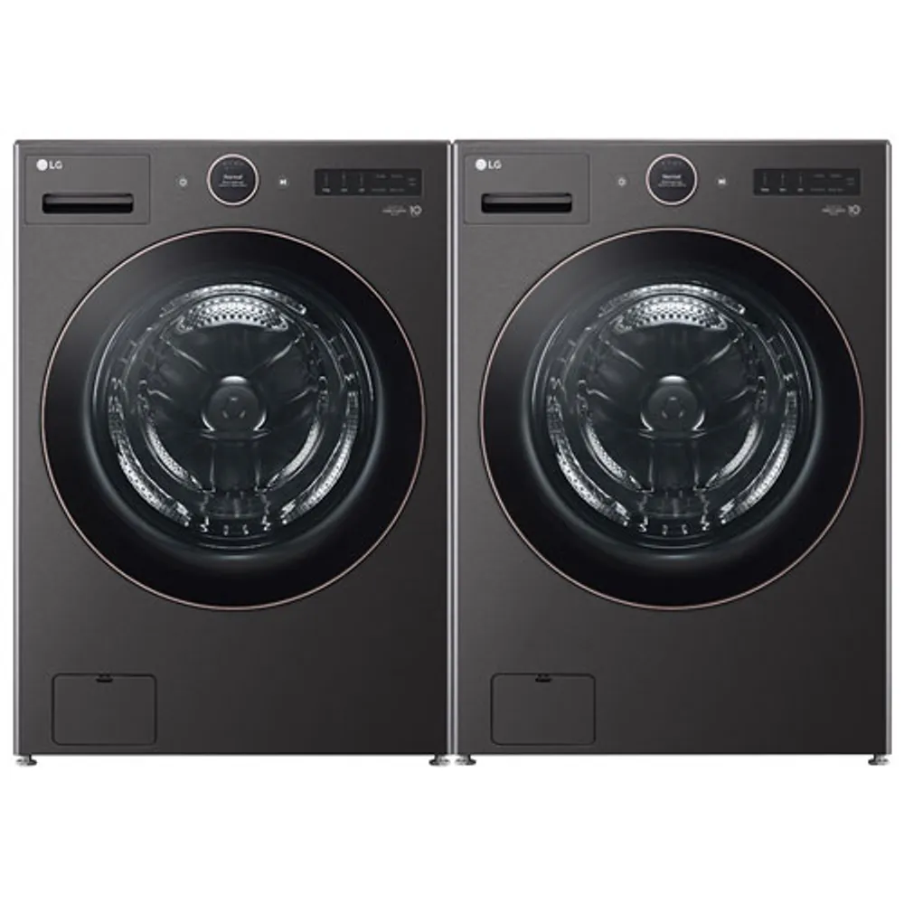 LG 5.8 Cu. Ft. High Efficiency Front Load Steam Washer & 7.4 Cu. Ft. Electric Steam Dryer- Black Steel