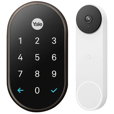 Ensemble de sécurité sans fil Google - serrure intelligente Nest x Yale et sonnette vidéo sans fil de Google