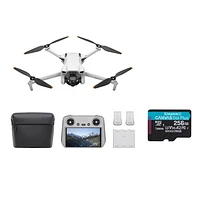 DJI Mini 3 Quadcopter Drone Fly More Combo & Remote Control (DJI RC) w/ 256GB microSDXC Memory Card - Grey