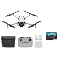 DJI Mini 3 Quadcopter Drone Fly More Combo w/ Remote Control&128GB 170MB/s microSDXC Memory Card - Grey