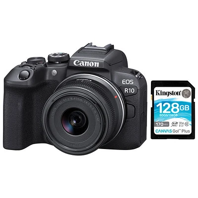 Canon EOS R10 Mirrorless Camera with 18-45mm STM Lens Kit & 128GB 170MB/s SDXC Memory Card