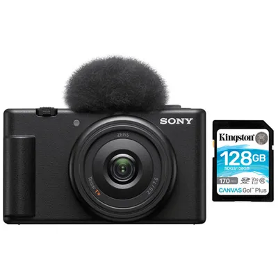 Sony ZV-1F Content Creator Vlogger 20.1MP Digital Camera with 128GB 170MB/s SDXC Memory Card