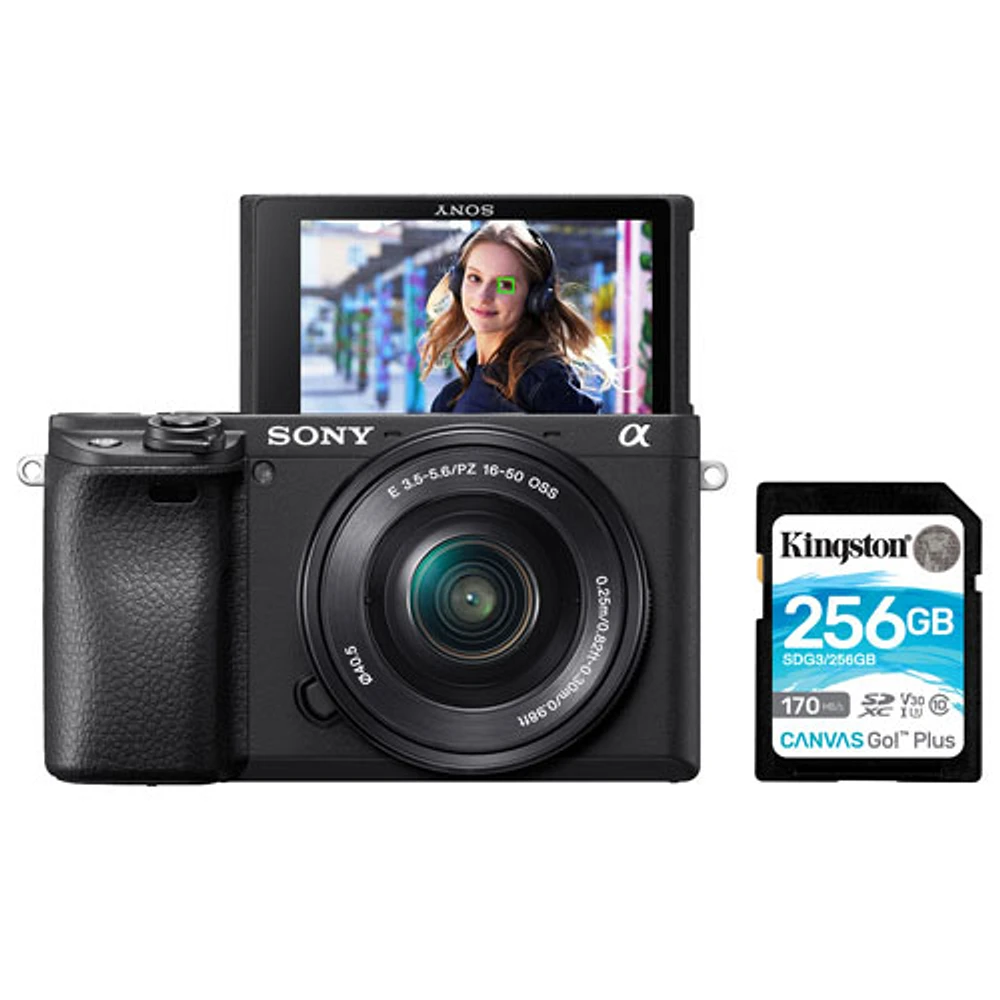 Sony Alpha a6400 Mirrorless Vlogger Camera with 16-50mm OSS Lens Kit with 256GB Memory Card