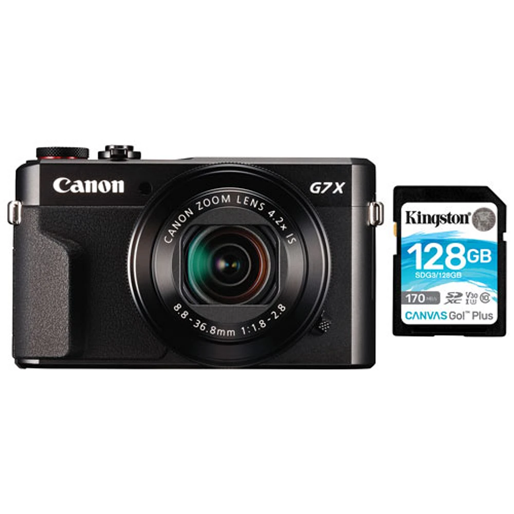 Canon PowerShot G7 X Mark II Wi-Fi 20.1MP 4.2x Optical Zoom Digital Camera & 128GB SDXC Memory Card