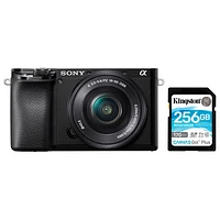 Sony Alpha a6100 Mirrorless Vlogger Camera with 16-50mm Lens Kit with 256GB Memory Card