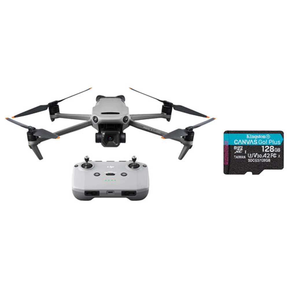 DJI Mavic 3 Classic Quadcopter Drone and Remote Control w/ 128GB 170MB/s microSDXC Memory Card - Grey