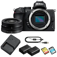 Nikon Z 50 Mirrorless Camera with 16mm-50mm Lens Kit, Extra Battery, & 128GB 170MB/s SDXC Memory Card