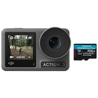 DJI Osmo Action 3 Adventure Combo 4K Action Camera w/ 256GB microSDXC Memory Card - Grey