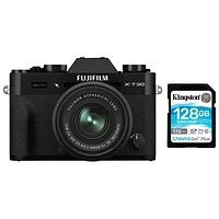 Fujifilm X-T30 II Mirrorless Camera with 15-45mm Lens Kit & 128GB 170MB/s SDXC Memory Card