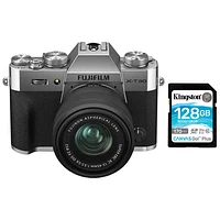 Fujifilm X-T30 II Mirrorless Camera with 15-45mm Lens Kit & 128GB 170MB/s SDXC Memory Card - Silver