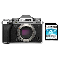 Fujifilm X-T5 Mirrorless Camera (Body Only) with 128GB 170MB/s SDXC Memory Card - Silver