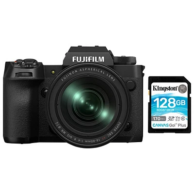 Fujifilm X-H2 Mirrorless Camera with XF 16-80mm Lens Kit with 128GB 170MB/s SDXC Memory Card