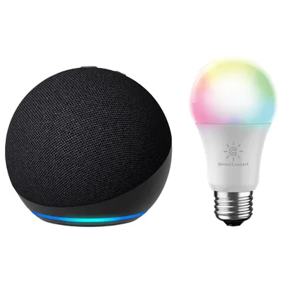 Amazon Echo Dot (5th Gen) Smart Speaker with Alexa & Cync A19 Smart LED Light Bulb