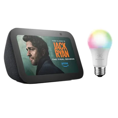 Amazon Echo Show 5 (3rd Gen) Smart Display with Alexa & Smart LED Light Bulb