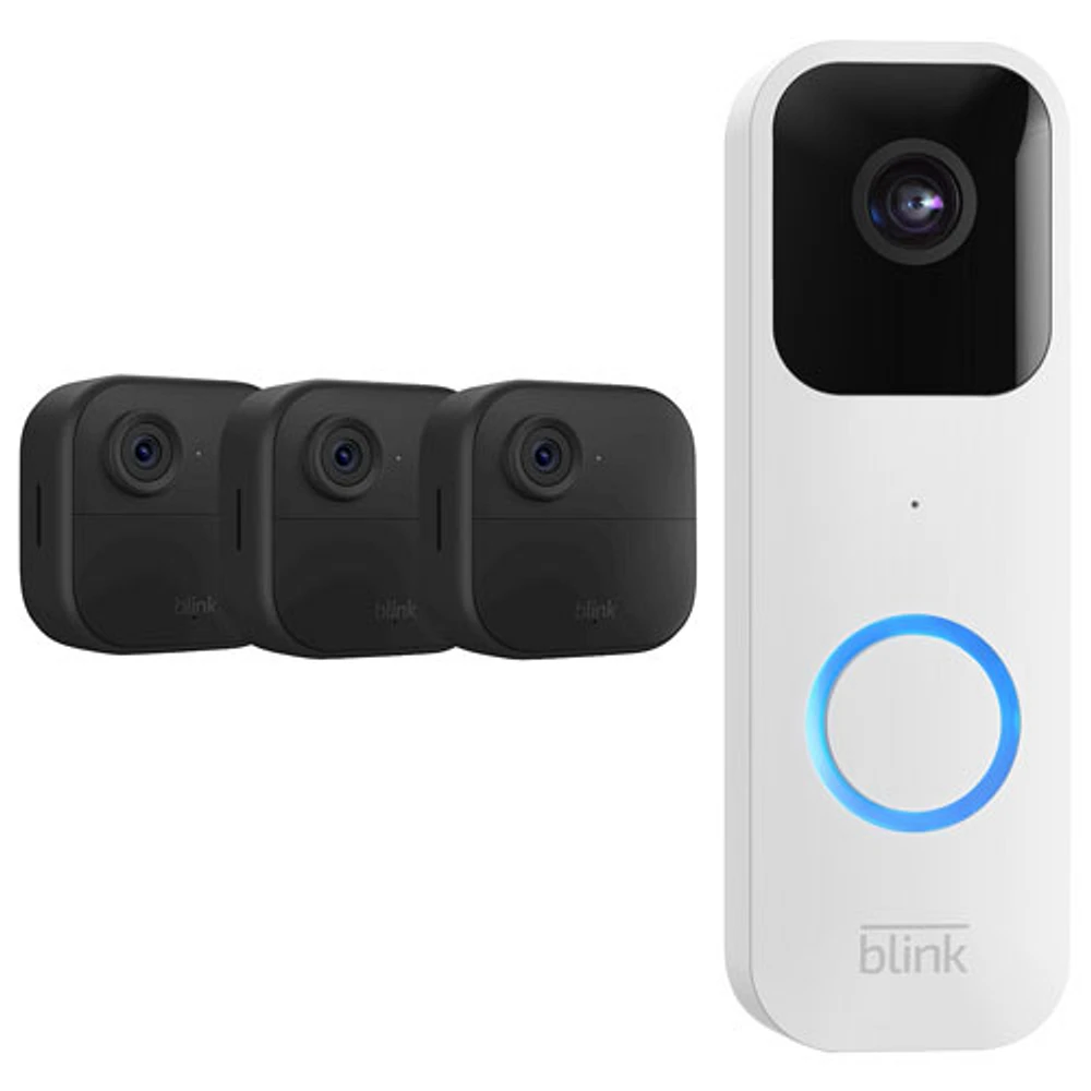 Système de surveillance à caméras IP d'extérieur sans fil HD intégrale 1080p Outdoor 4 de Blink - Ensemble de et sonnette vidéo