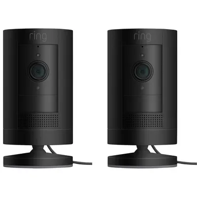 Ring Stick Up Cam Wired Indoor/Outdoor 1080p HD IP Camera (2019) - 2 Pack - Black