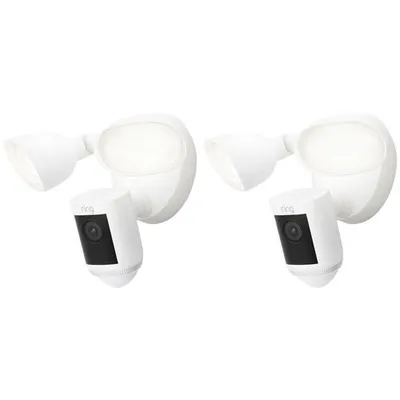 Ring Floodlight Cam Pro Wired Outdoor 1080p HD IP Camera - 2 Pack - White