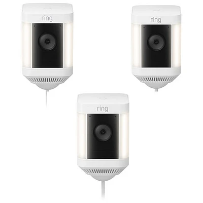 Ring Spotlight Cam Plus Wired 1080p HD IP Camera - 3 Pack - White