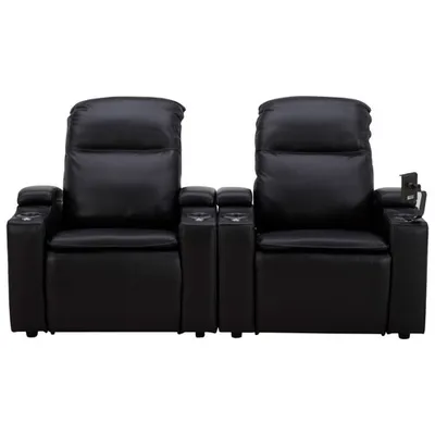 Haven Leather Power 2 Reclining Lift Chair with Cup Holder & Phone Holder - Black/Metal