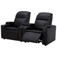 Haven Leather Power 2 Reclining Lift Chair with Cup Holder & Phone Holder - Black/Metal