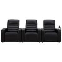 Prestige Leather Power 3 Recliner Chair with Cup Holder & Phone Holder - Black/Metal