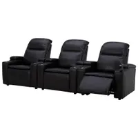 Haven Leather Power 3 Reclining Lift Chair with Cup Holder & Phone Holder - Black/Metal