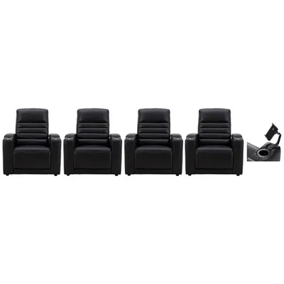 Prestige Leather Power 4 Recliner Chair with Cup Holder & Phone Holder - Black/Metal
