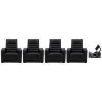 Fauteuil inclinable électrique en cuir Power 4 Prestige avec porte-gobelet et porte-téléphone - Noir/Métal