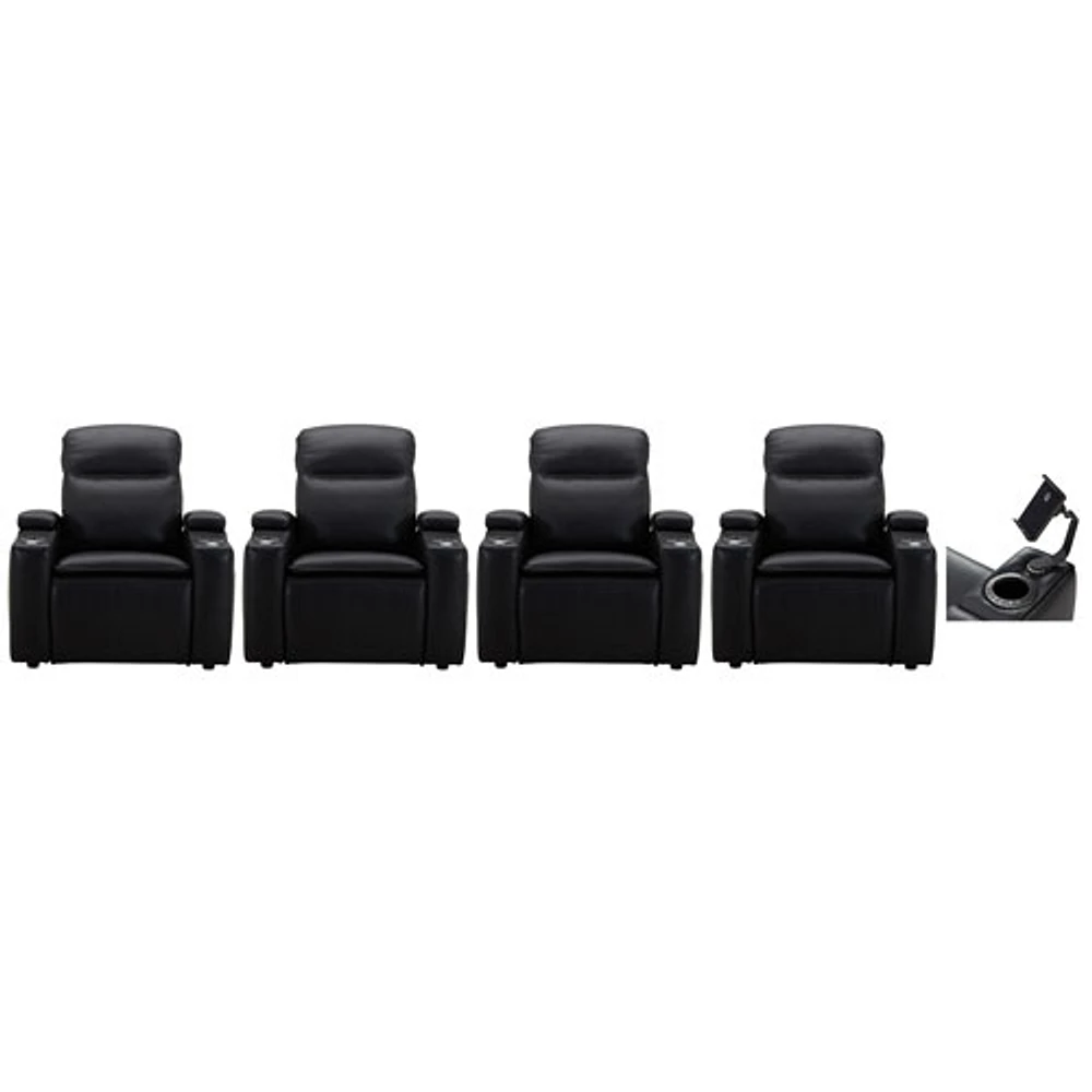 Haven Leather Power 4 Reclining Lift Chair with Cup Holder & Phone Holder - Black/Metal