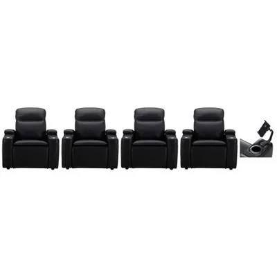 Haven Leather Power 4 Reclining Lift Chair with Cup Holder & Phone Holder - Black/Metal