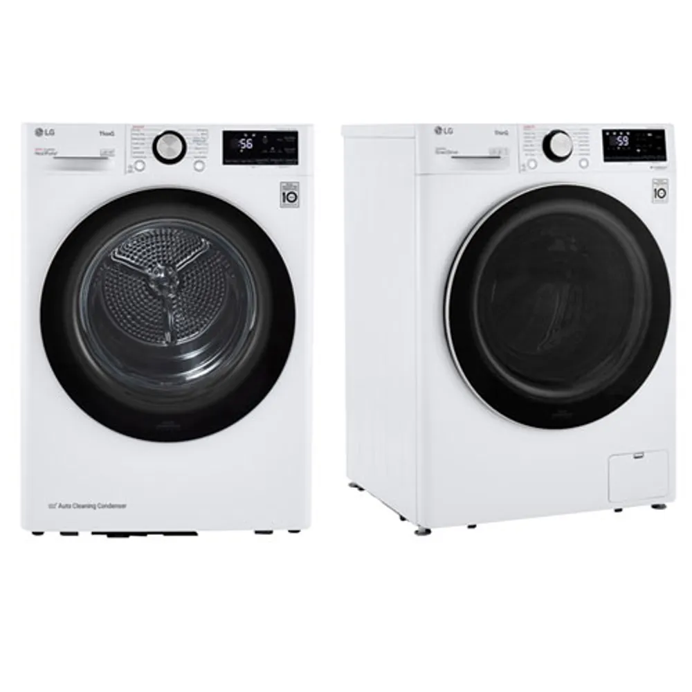 LG 2.6 Cu. Ft. High Efficiency Front Load Steam Washer & 7.3 Cu. Ft. Electric Dryer - White