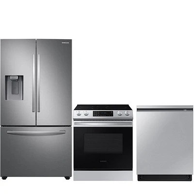 Samsung 36" 27 Cu. Ft. French Door Refrigerator w/ Water & Ice Dispenser; Range; Dishwasher - SS