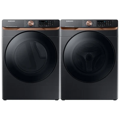 Samsung 5.8 Cu.Ft. Front Load Steam Washer & 7.5 Cu. Ft. Electric Steam Dryer - Black Stainless Steel