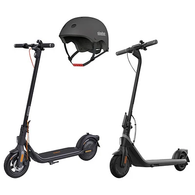 Segway Ninebot KickScooter F2 Plus Electric Scooter & E2 Teen Electric Scooter with Helmet - Dark Grey/Black