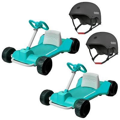 Dryod Zypster Electric Ride-On Go Kart with V2 Kids Helmet - Teal - Set of 2