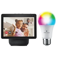 Amazon Echo Show 10 with Alexa & GE Cync A19 Smart LED Light Bulb