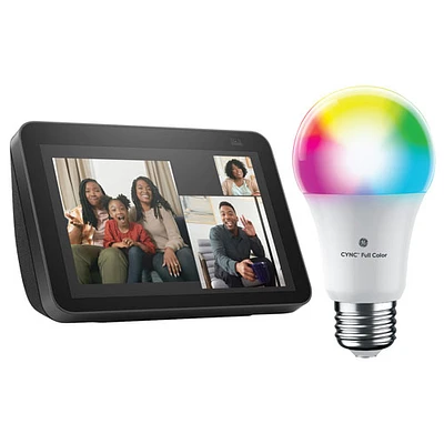 Amazon Echo Show 8 (2nd Gen) Smart Display & GE Cync A19 Smart LED Light Bulb