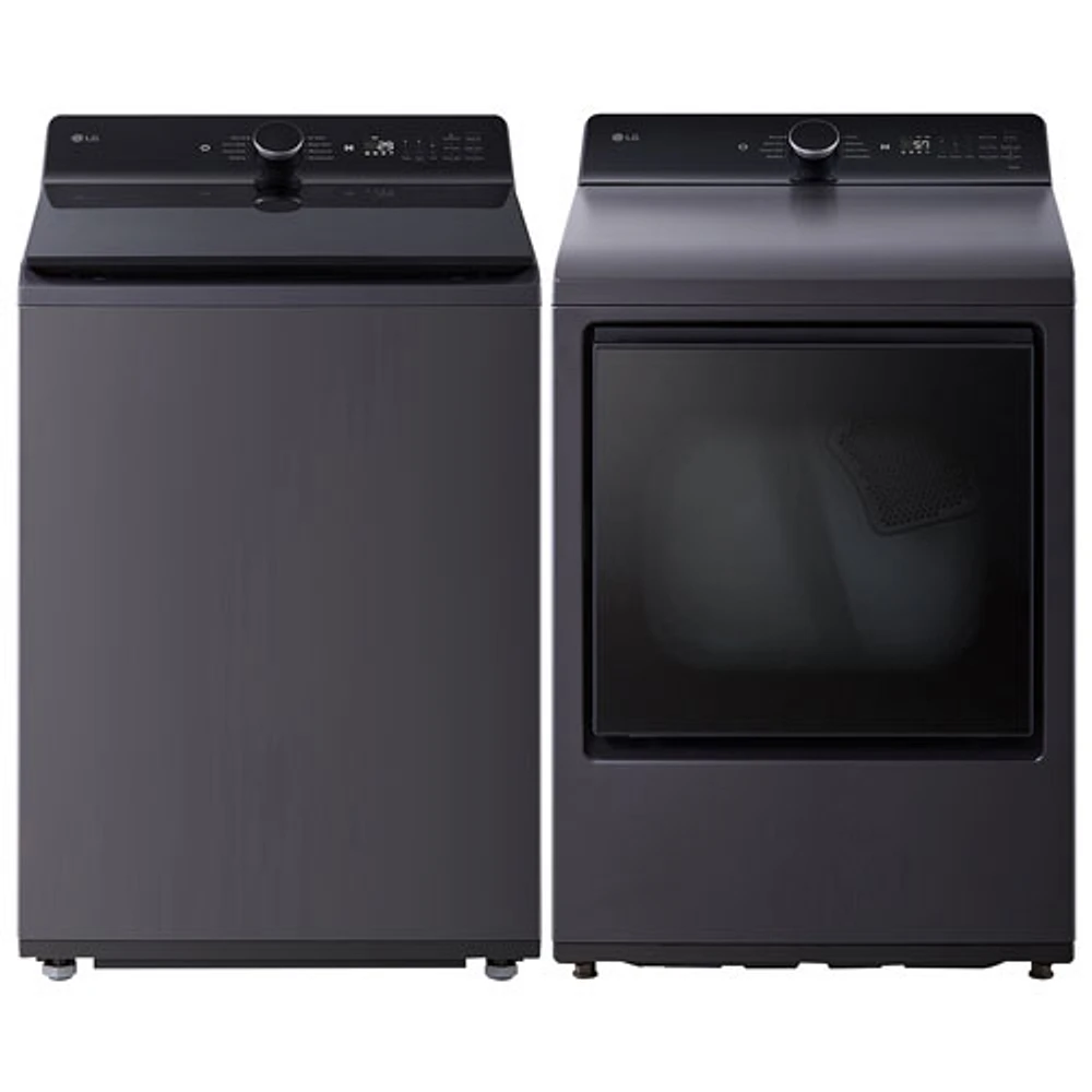 LG 6.1 Cu. Ft. High Efficiency Top Load Washer & 7.3 Cu. Ft. Rear Control Electric Dryer - Matte Black