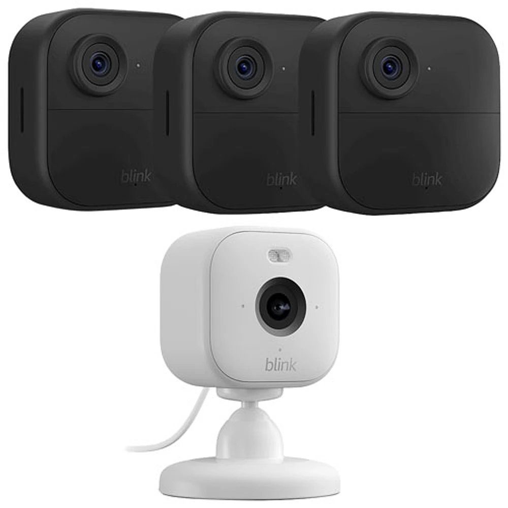 Blink Outdoor 4 Wire-Free 1080p Full HD Camera System & Indoor/Outdoor Camera - 3 Pack - Black/White