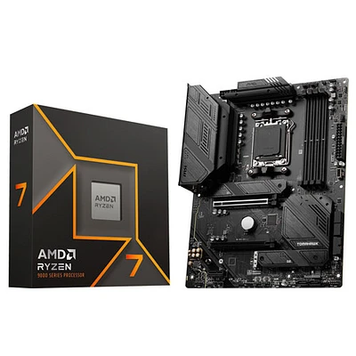 Processeur octocoeur AM5 Ryzen 7 9700X de 5,5 GHz d'AMD avec carte mère AM5 DDR5 Wi-Fi B650 TOMAHAWK de MSI
