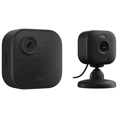 Système avec caméras de surveillance IP HD intégrale 1080p Outdoor 4 de Blink avec caméra Mini 2 de Blink